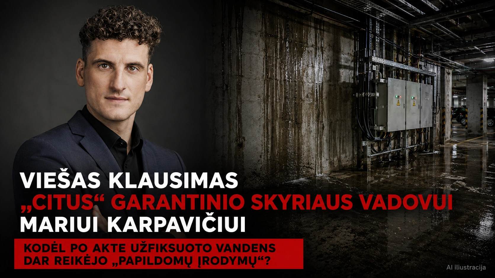 Evaldas Jablonskas viešai klausia „Citus“ garantinio skyriaus vadovo Mariaus Karpavičiaus dėl vandens patekimo į požeminio parkingo elektros skydinę