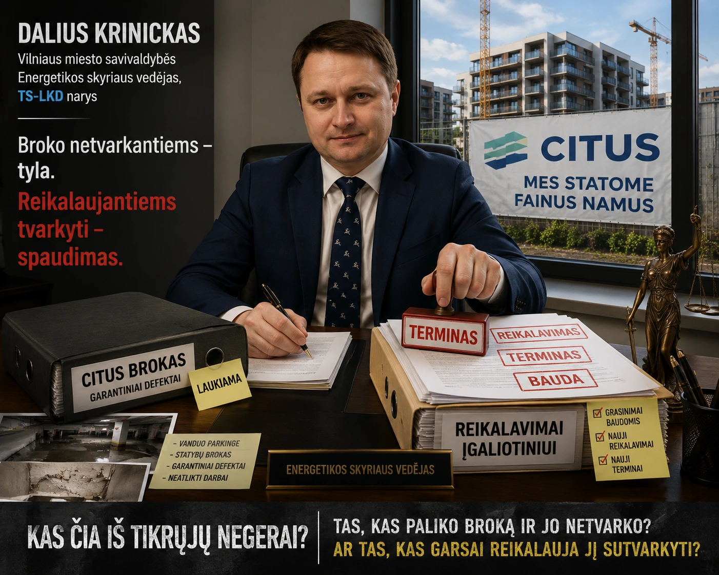 Dalius Krinickas, Vilniaus miesto savivaldybės Energetikos skyriaus vedėjas, Citus brokas, garantiniai defektai ir reikalavimai daugiabučio įgaliotiniui